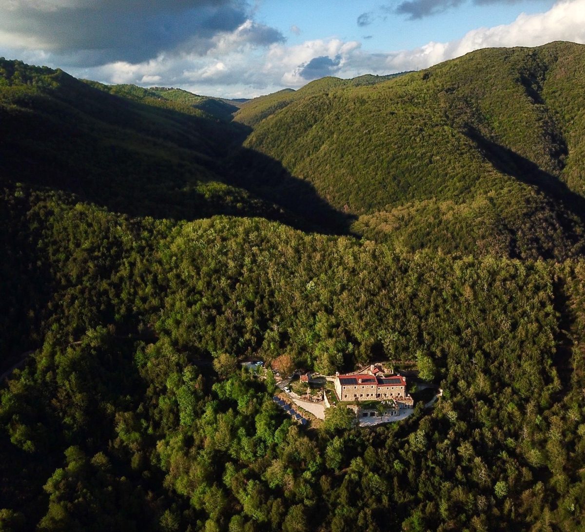 Eremito seen from above among the woods of the Parrano valley